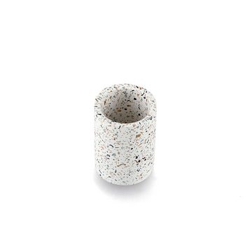 Zeller Present Badaccessoire-Set Zahnputzbecher 'Terrazzo', Zement, weiß, ca. Ø 8,2 x 11 cm