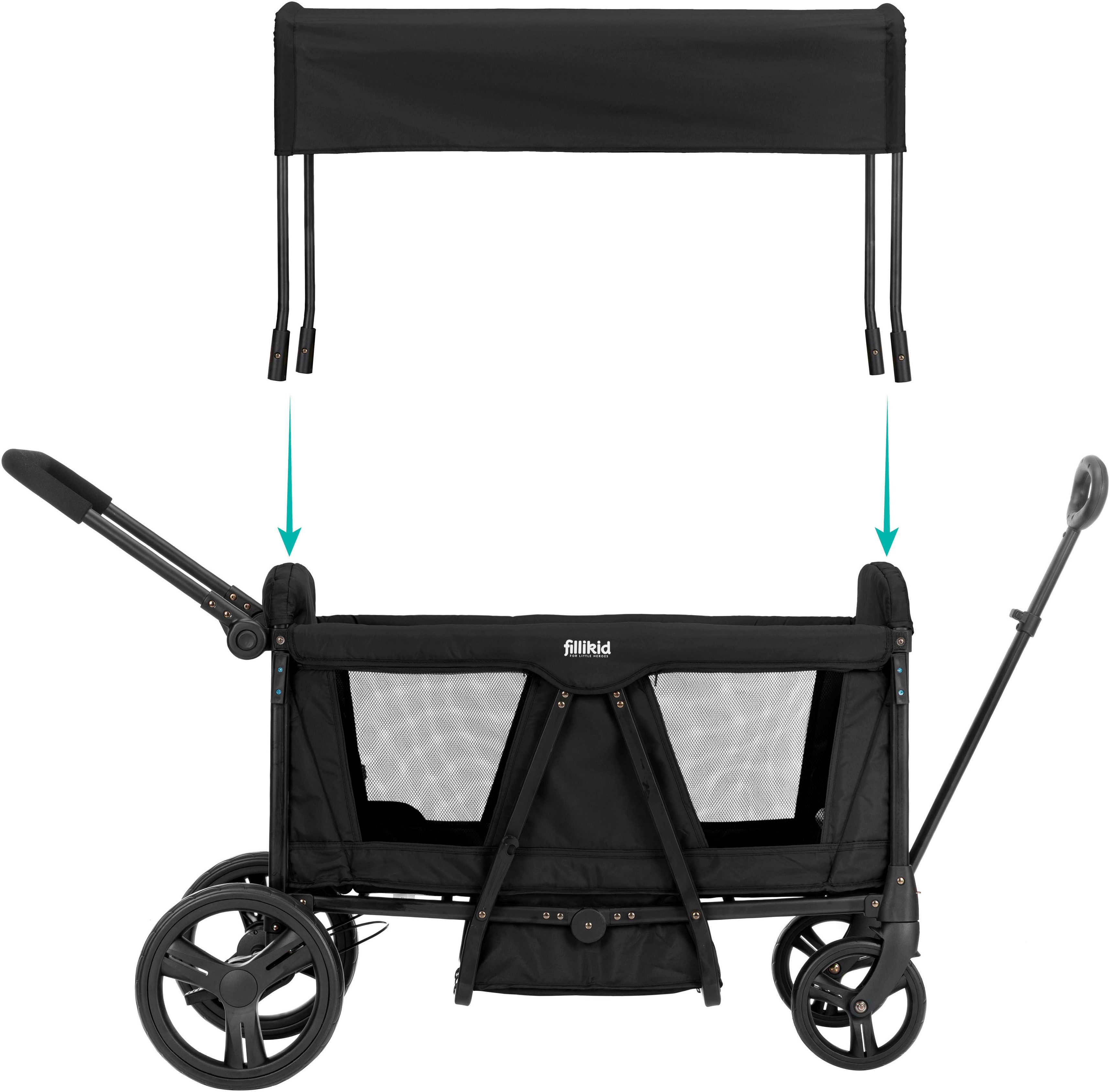 Fillikid Bollerwagen Oskar, faltbar; für zwei Kinder