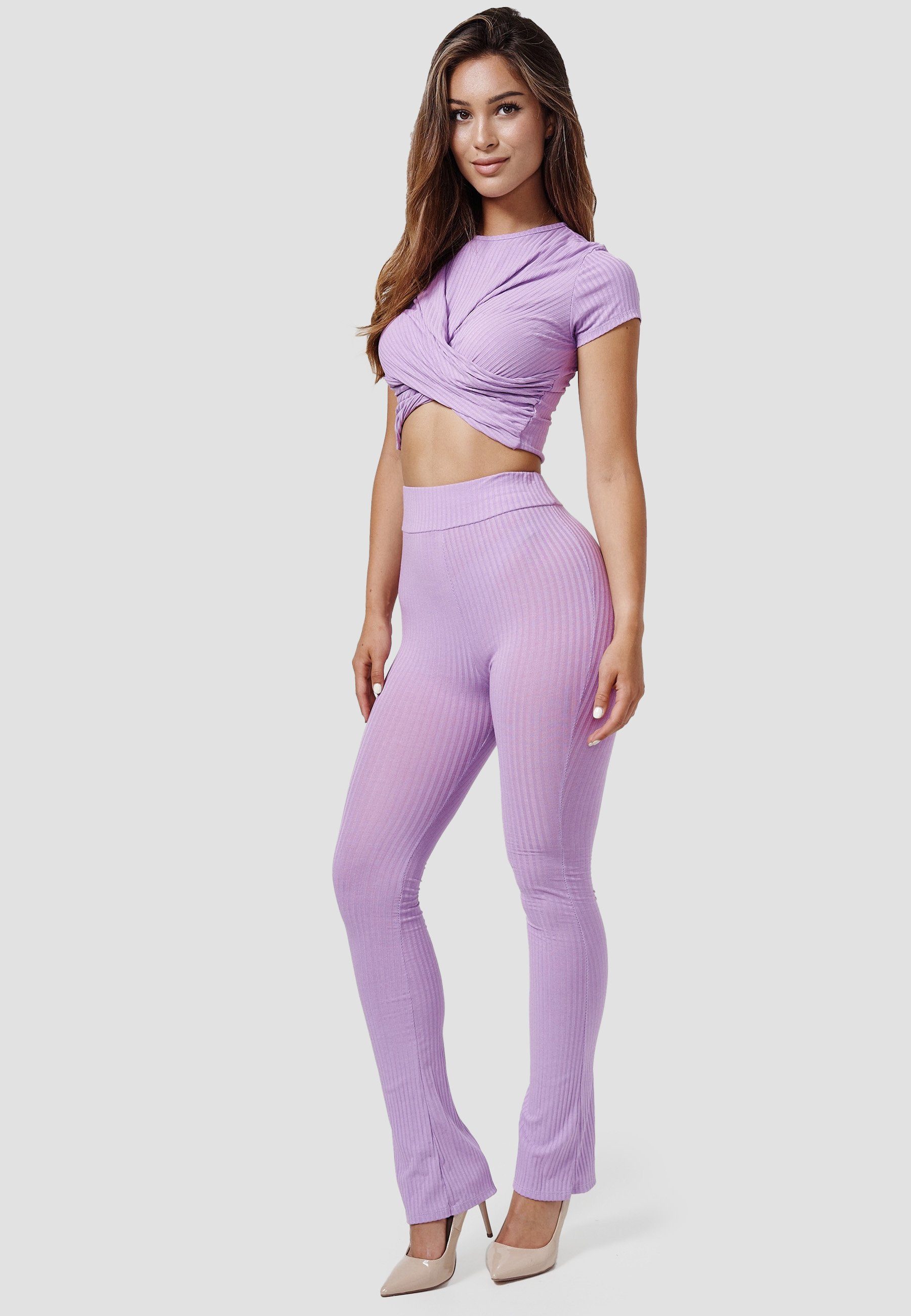 Rayshyne Freizeitanzug RS22 (2-tlg., Femininer Lounge Zweiteiler Hose & Wickeltop)