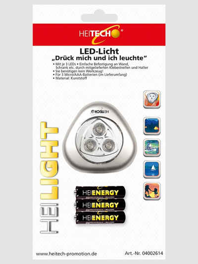 HEITECH LED Arbeitsleuchte LED-Licht"Drück mich" mit 3 LEDs, inkl. 3 Micro/AAA Batterien