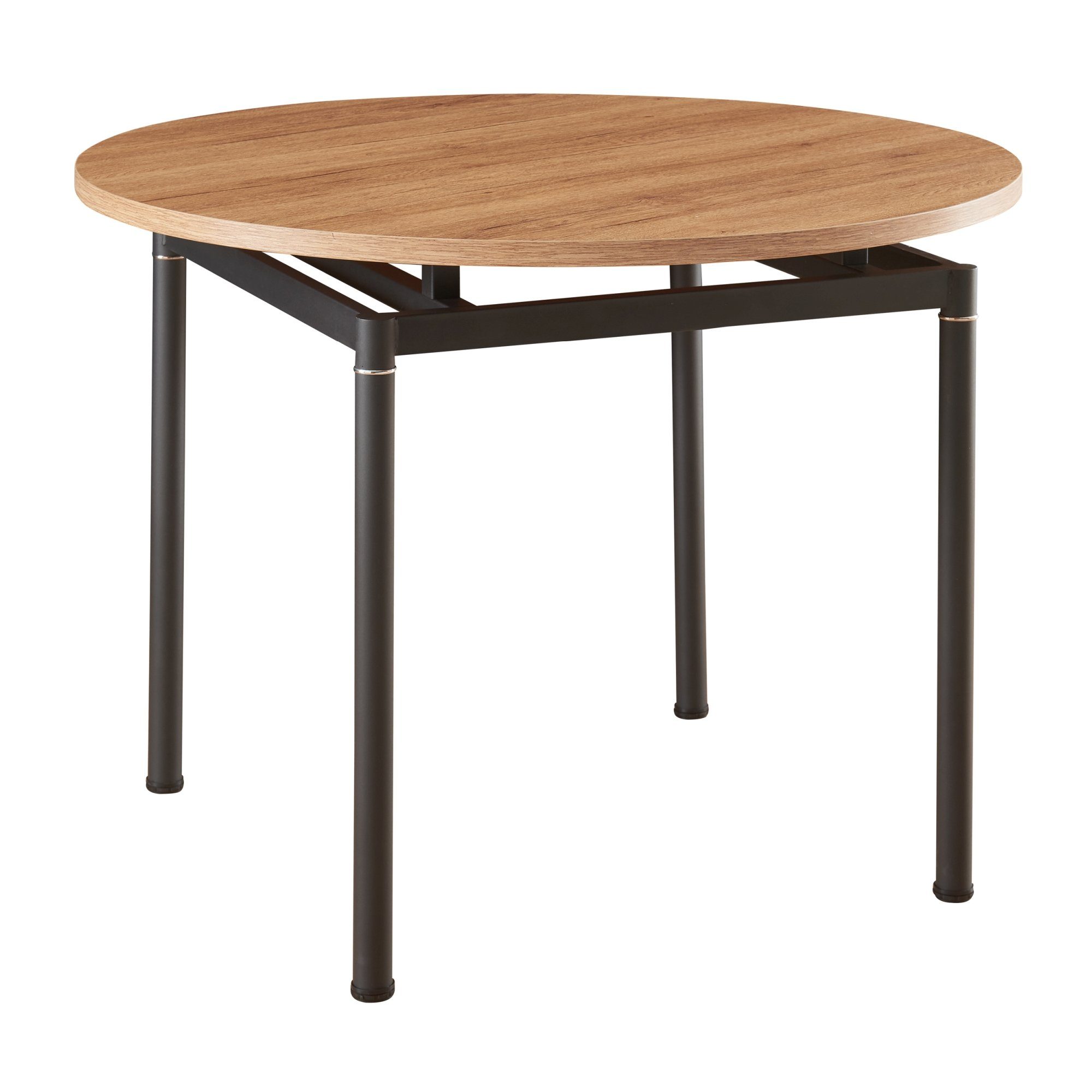 en.casa Esstisch, »Hemnes« für 4 Personen Stahlbeine Ø100 cm Stahlbeine Eiche-Optik