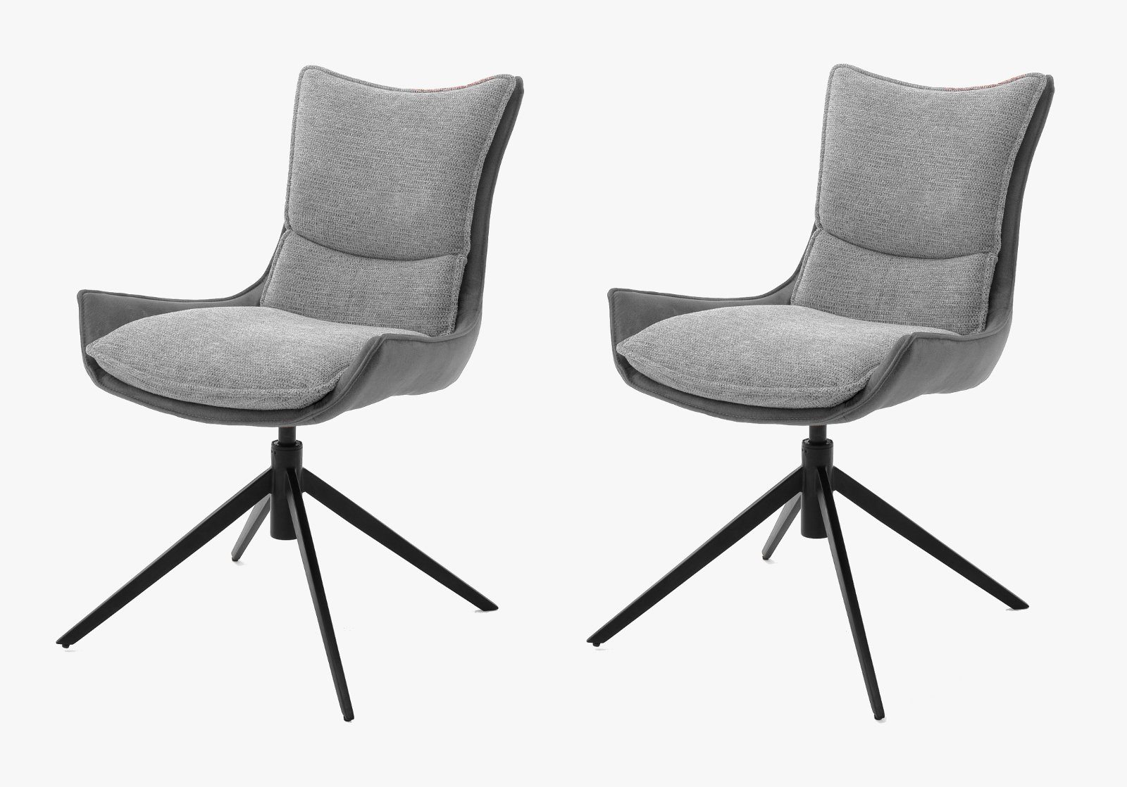 mit Esszimmerstuhl Nivellierung (2er-Set, 360° Metallgestell in schwarz), furniture drehbar MCA mit Deyna