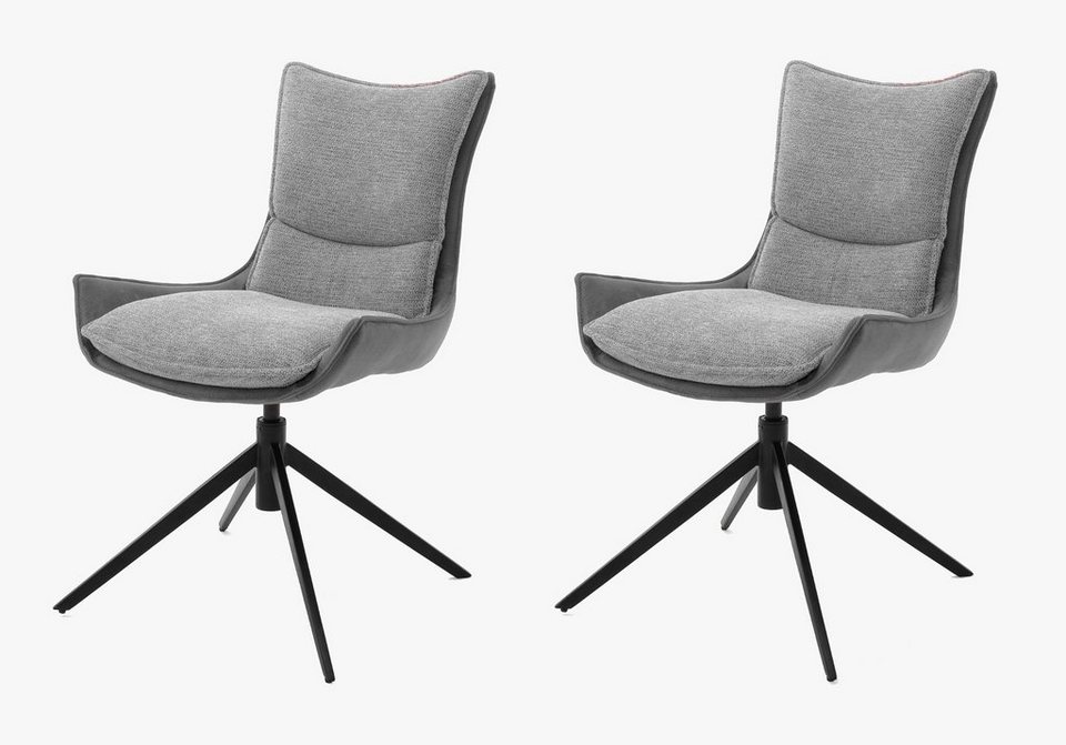MCA furniture Esszimmerstuhl Deyna (2er-Set, mit Metallgestell in schwarz),  360° drehbar mit Nivellierung