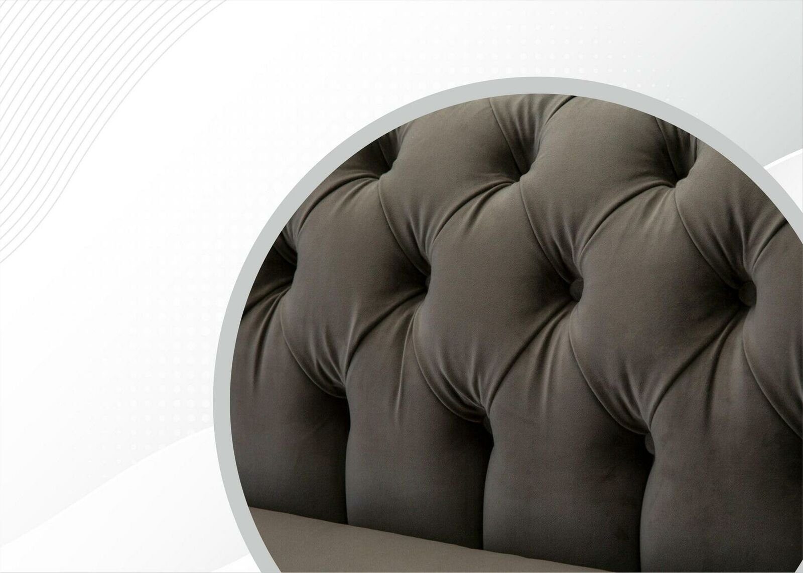 Textil 3 Taupe Chesterfield Möbel Sitzer Modern JVmoebel Taupe Chesterfield-Sofa, Couchen Wohnzimmer Design