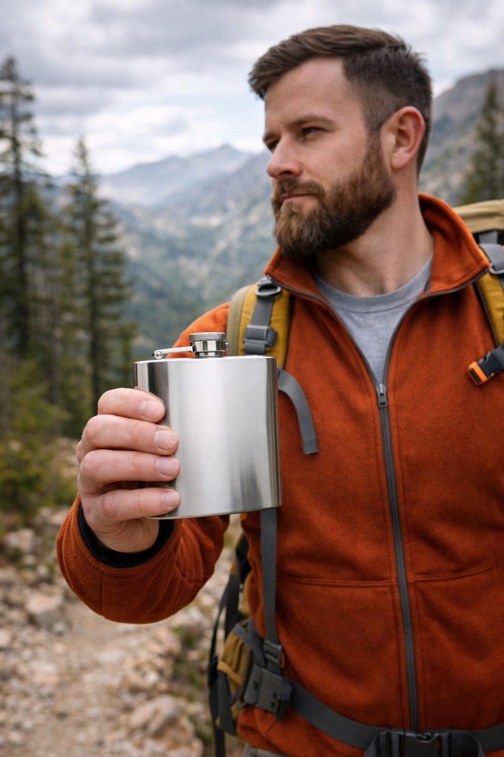 Rungassi Flachmann 1 x Flachmann Edelstahl Perfekt für unterwegs & Outdoor 240ml