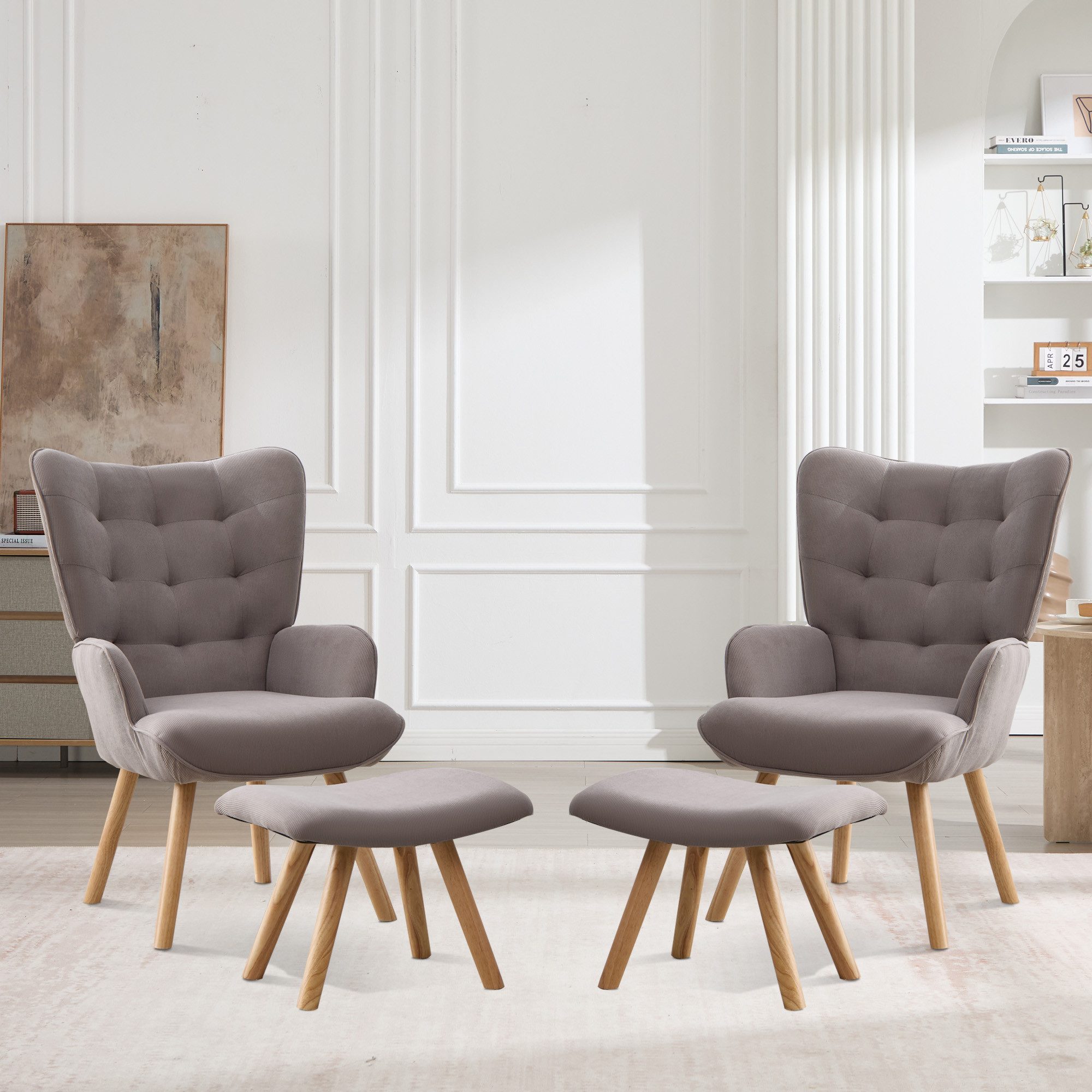 CANMOV Relaxsessel Moderner Relaxsessel mit Hocker, Bequemer Lounge Sessel für Wohnzimmer (2-St., bestehend aus Sessel und Hocker), Ergonomischer Polstersessel mit Hocker, Bequemer Lesesessel