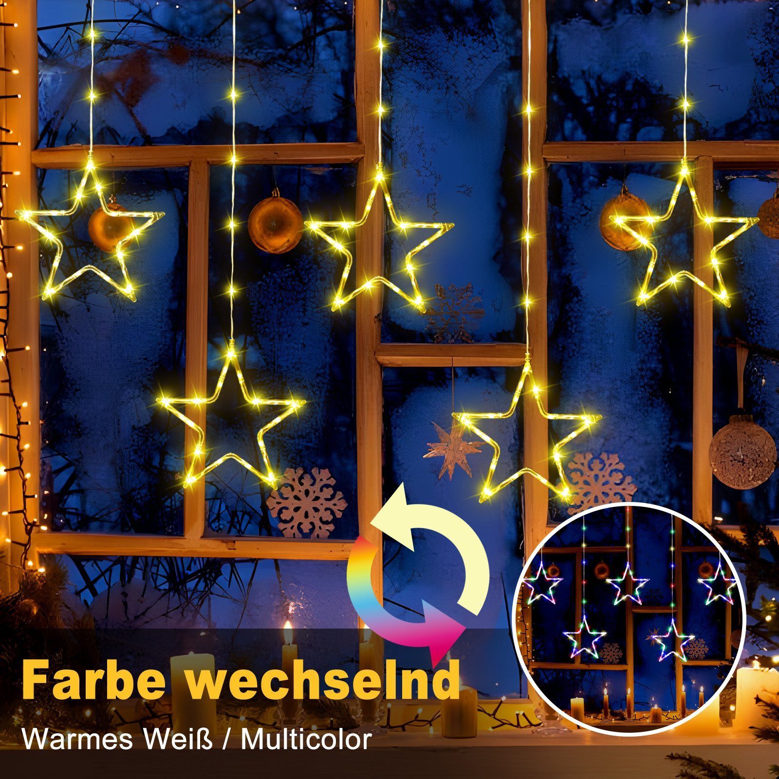 Elegear LED-Lichterkette Weihnachtsdeko Fenster Stern, beleuchtete Weihnach günstig online kaufen