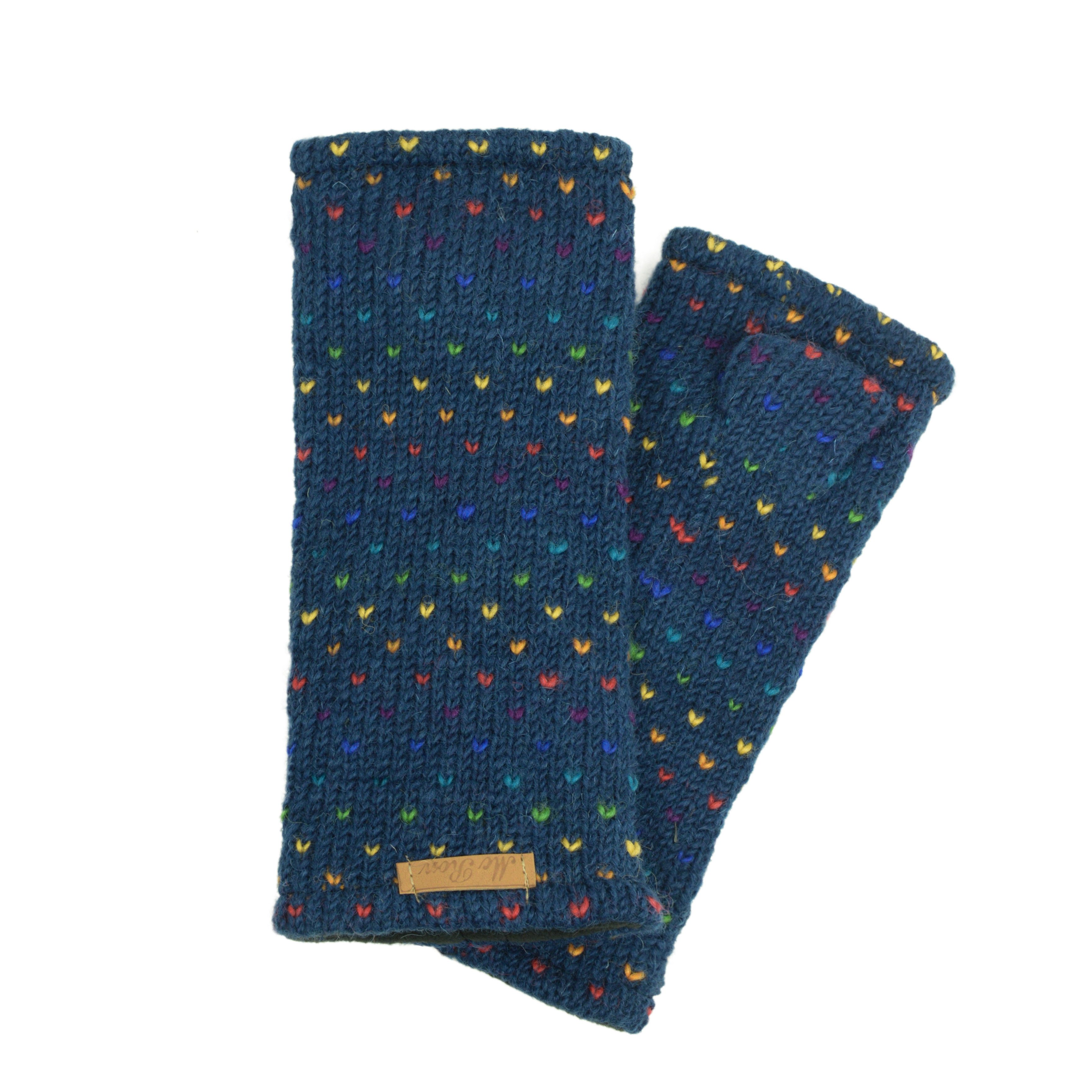 McRon Armstulpen Pulswärmer Modell Ines Regenbogen Mit Daumen, mit hohem Schurwoll-Anteil, komplett gefüttert