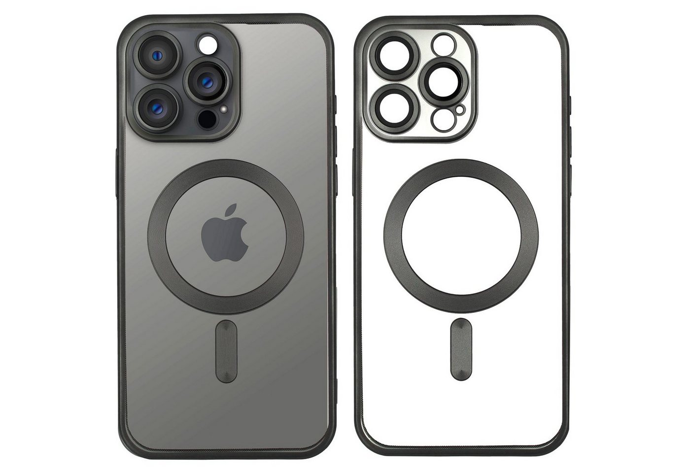 Wörleonline Handyhülle für iPhone 15 Pro Max mit integriertem Kameraschutz 6,7 Zoll, TPU Schutzhülle in passendem Titan-Farbton, MagSafe kompatible Hülle