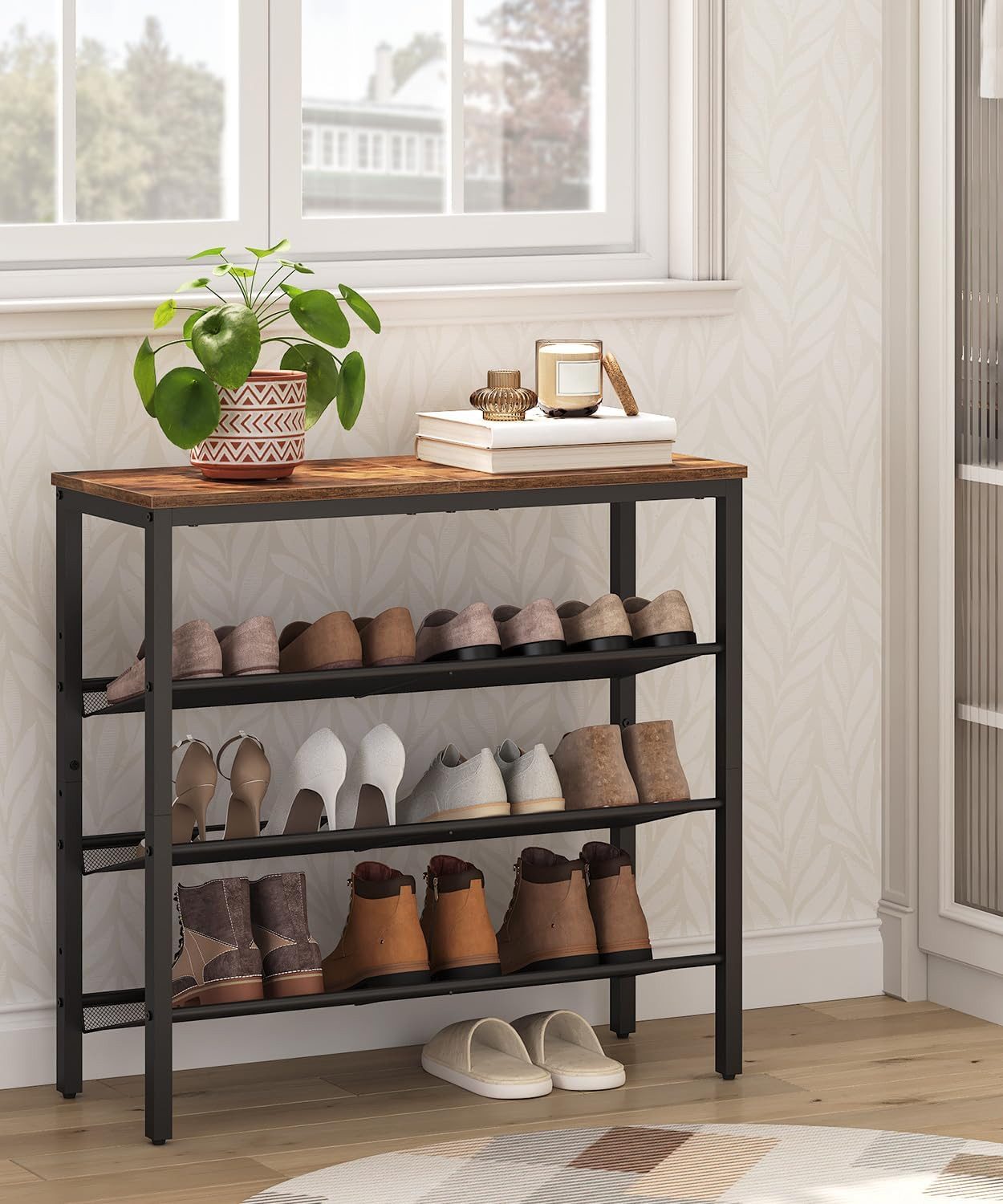 Hoobro Schuhregal 4 Schuhablage, verstellbares Metallgitterregal, günstig online kaufen