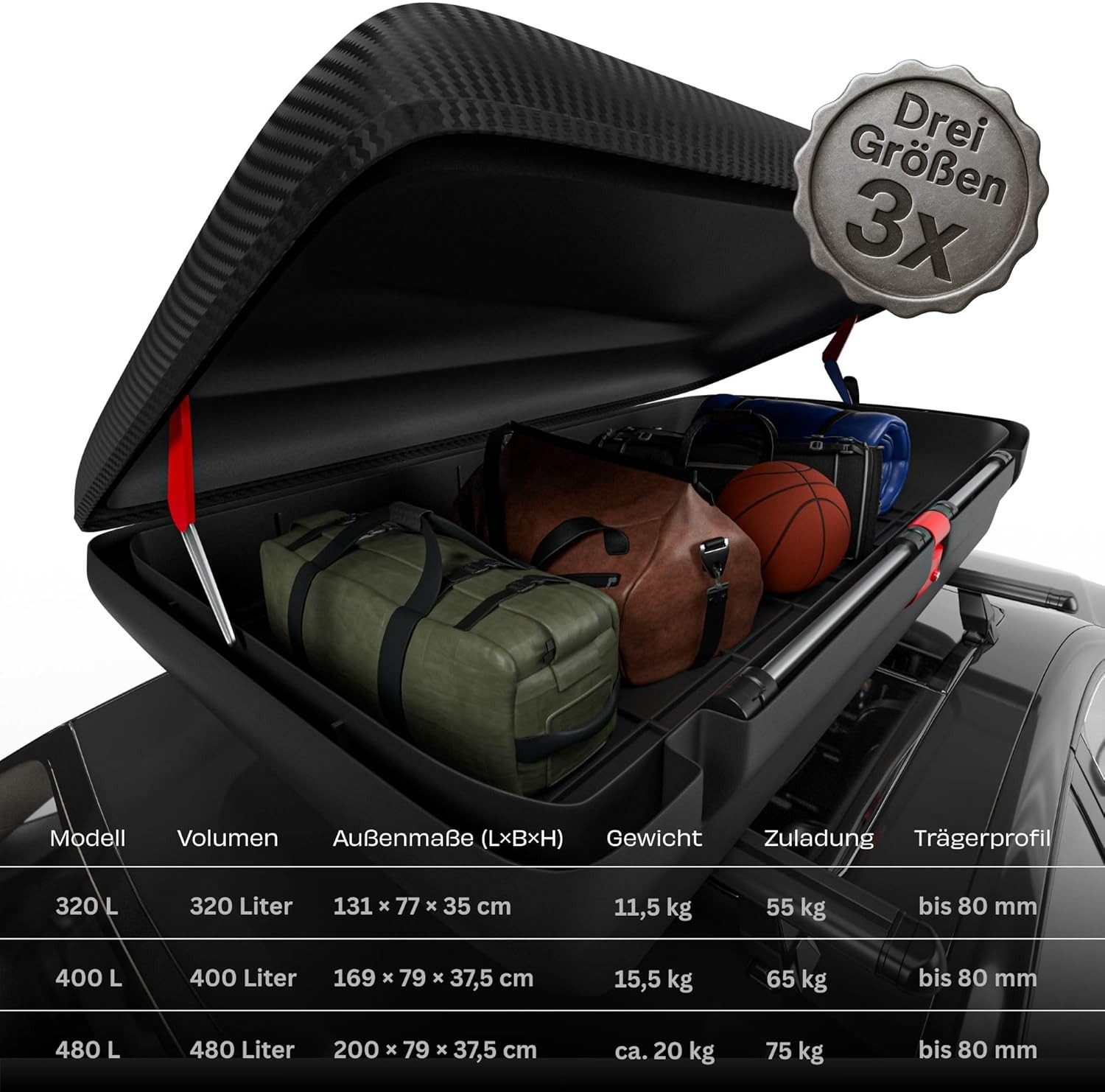 VDP Dachbox, (Aluminium Grundträger für Fahrzeuge mit Dachreling)
