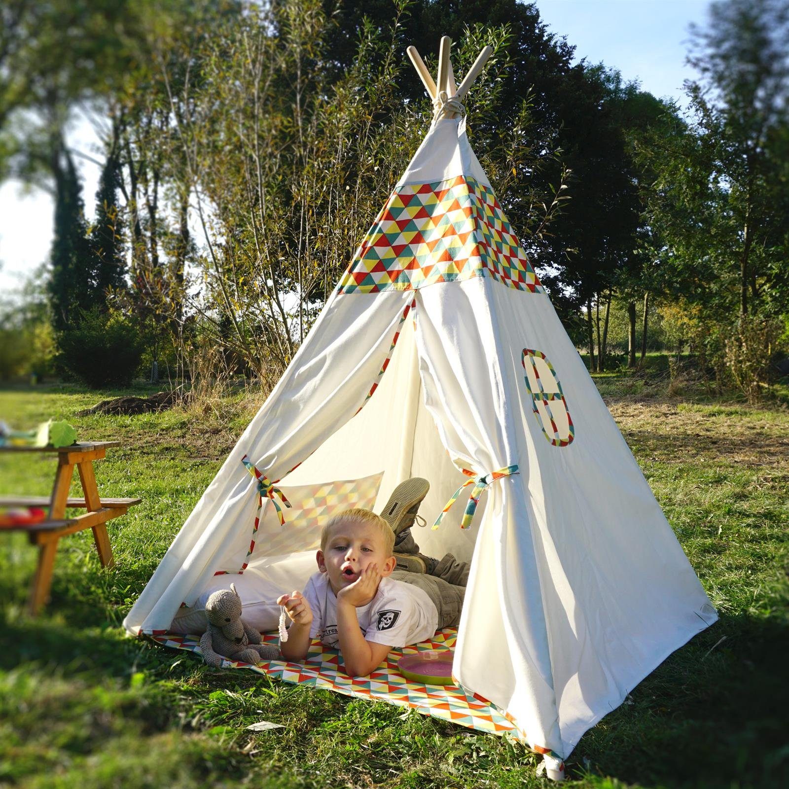Zelt für Kinderzel, (6er Bemusterung Hej Lønne Tipi-Zelt Tipi farbige Kinder Set)