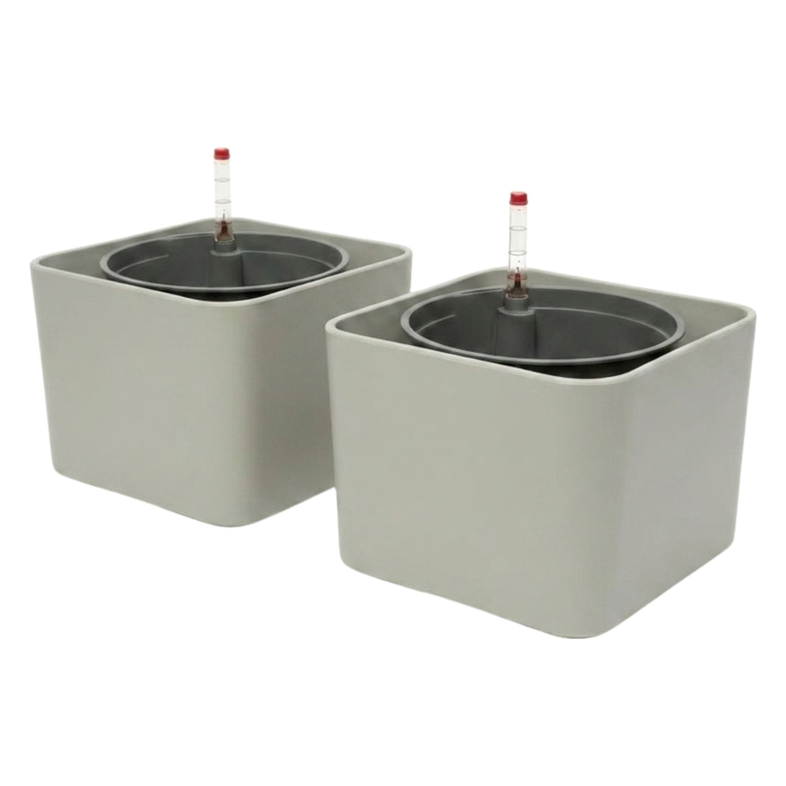 LENI Blumentopf Kalea Cube Hydrokultur-Komplettset Selbst-Bewässerungssystem (Hydrokultur-Set, 2 St., mit Kulturtopf und Gießanzeige), Würfel Pflanztopf wasserdicht