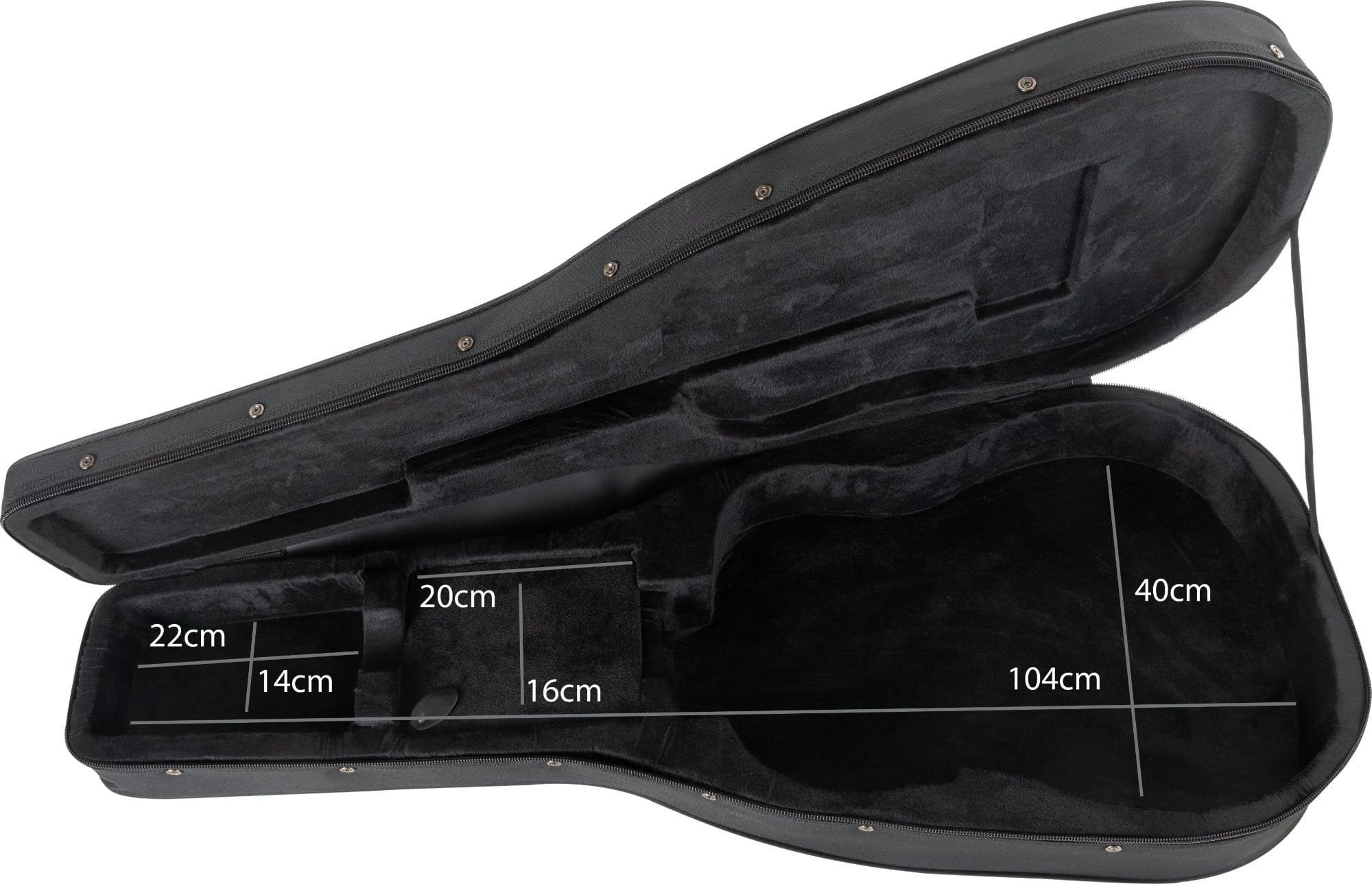 Rocktile Gitarrentasche WGSC-4222BK Softcase Gigbag für Westerngitarre, gepolsterter Akustikgitarren-Koffer mit Rucksackgarnitur