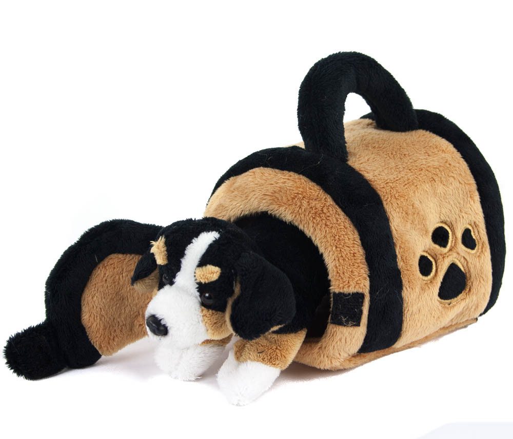 Teddys Rothenburg Kuscheltier Berner Sennenhund in Hütte 15 cm Plüschhund (Stofftier, Plüschtier, Stoffhund)