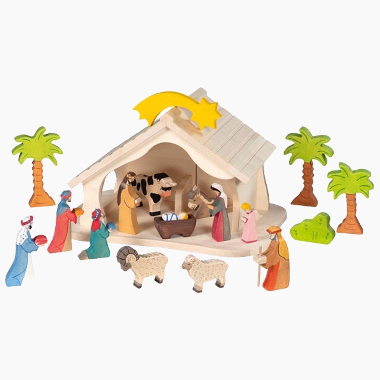 goki Puppenhaus Puppenhaus, montiert, (packung, 1-tlg., sparset), mitgelieferten Weihnachtsstern verwandelt sich der Bauernhof