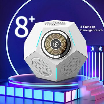 GOOLOO Lautsprecherbox mit 360° Surround-Sound, kabellosem Laden, Smart Touch Lautsprecher (Bluetooth 5.0, 10 W, mit LED-Nachtlicht,15W Fast Wireless Charge,Tragbar für Reisen,Outdoor)