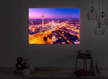 lightbox-multicolor LED-Bild Berlin City front lighted / 60x40cm, Leuchtbild mit Fernbedienung