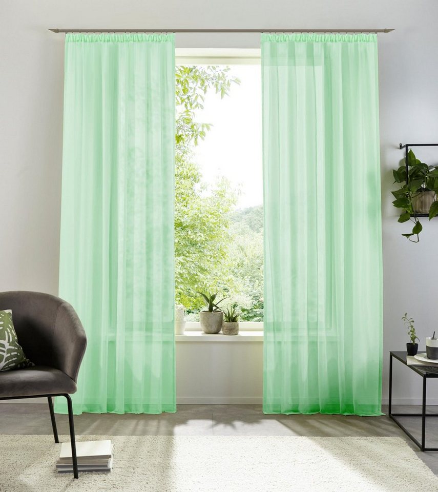 Gardine XANA, my home, Kräuselband (1 St), transparent, Polyester, 1 Schal,  Voile, einfarbig, pflegeleicht