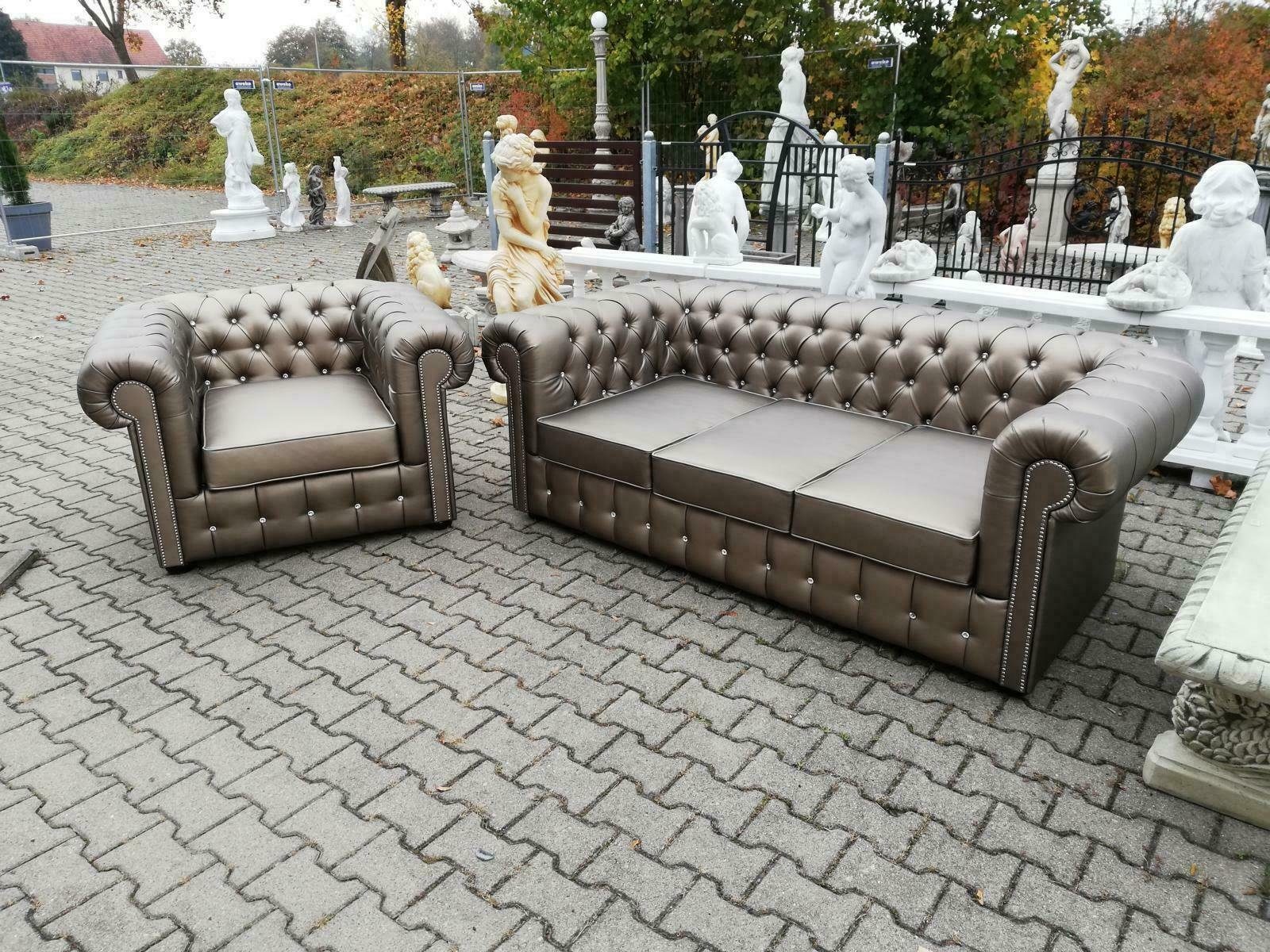 braune Sofas, JVmoebel Sofa Modern Neu in Made Luxuriöse Chesterfield Sofagarnitur Europe