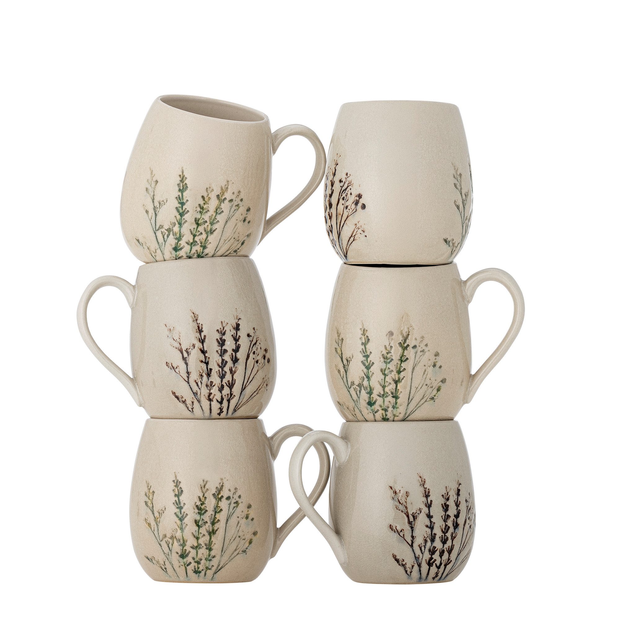 Bloomingville Tasse Bloomingville Bea Becher, Natur, Steingut 6er Set, Steingut