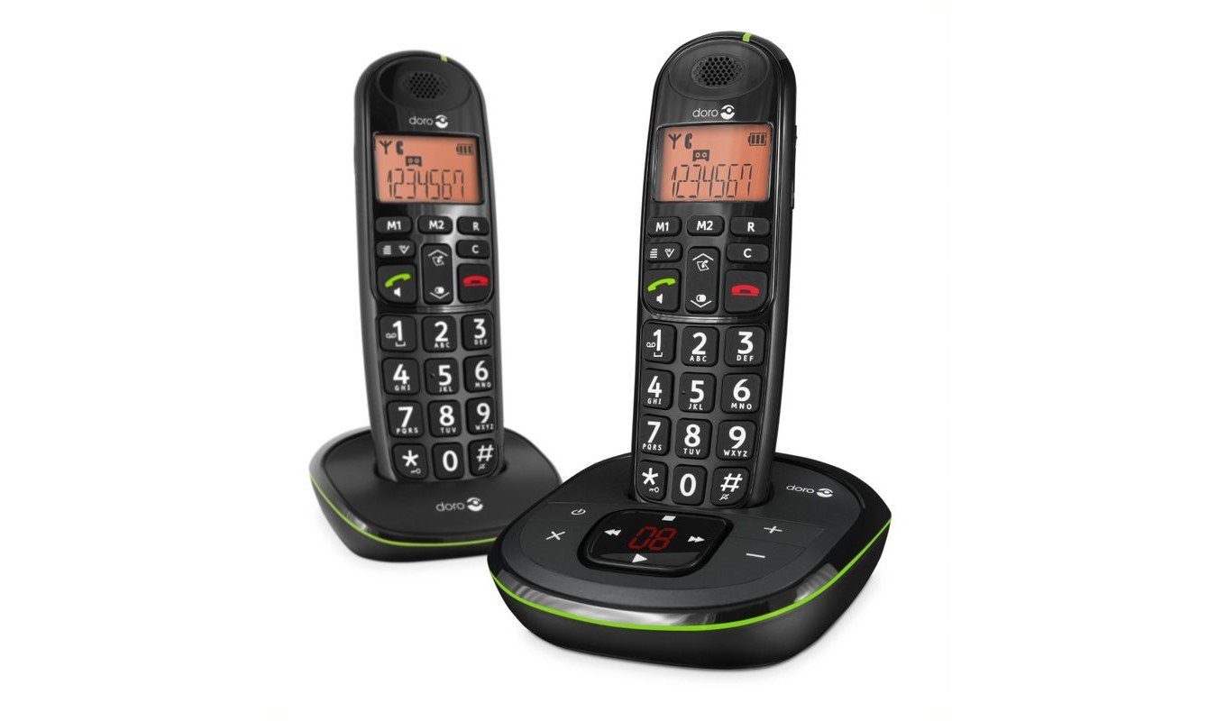 Doro PhoneEasy 105wr Großtastentelefon (Mobilteile: 2, Festnetz,  Höhrgerätekompartibel)