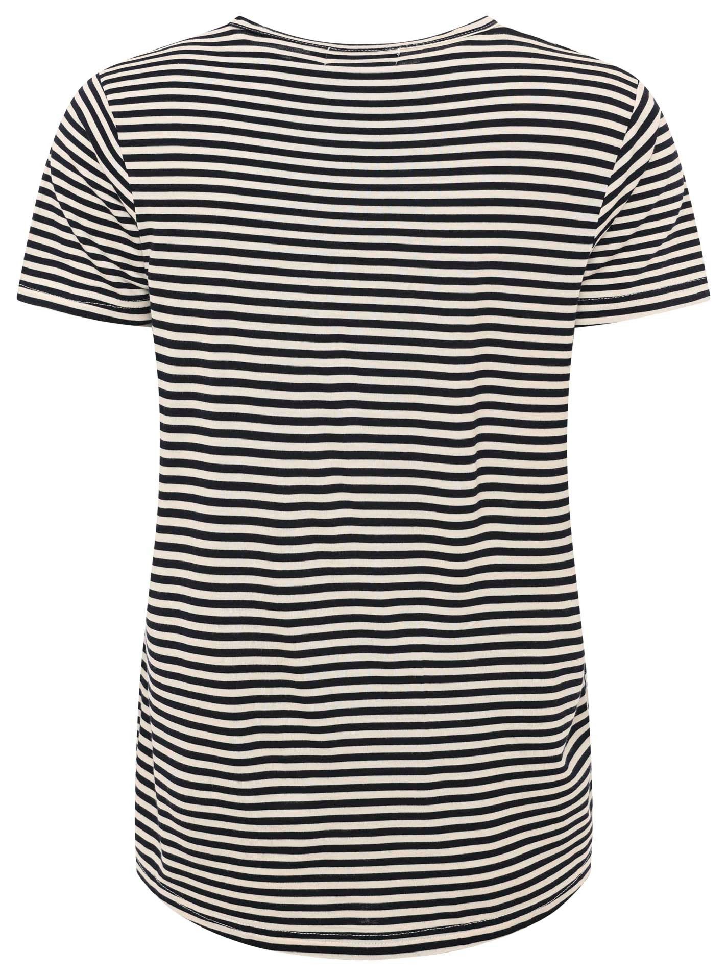 Zwillingsherz T-Shirt "Heimat Anker" gestreift, rundes Motiv mit Anker, Rundhals – Bild 4 von 5