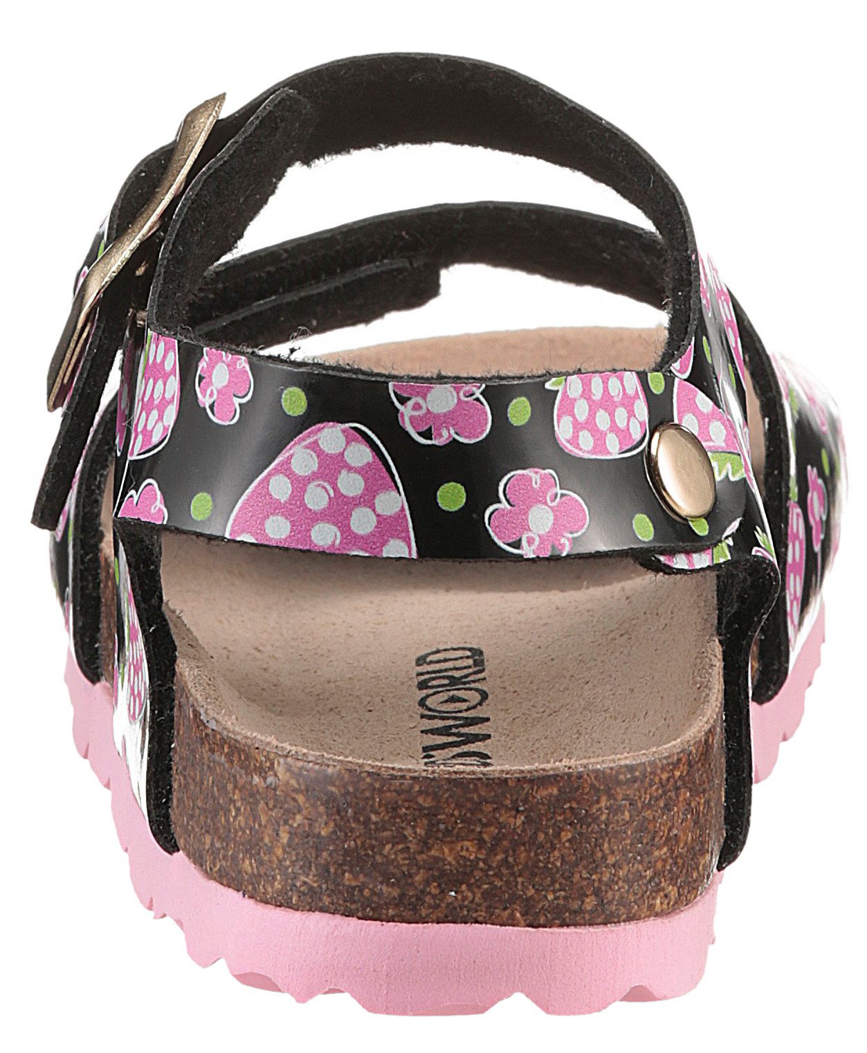 KIDSWORLD Riemchensandale Sommerschuh, Sandalette, Strandschuh, Urlaubschuh mit Erdbeeren-Motiv