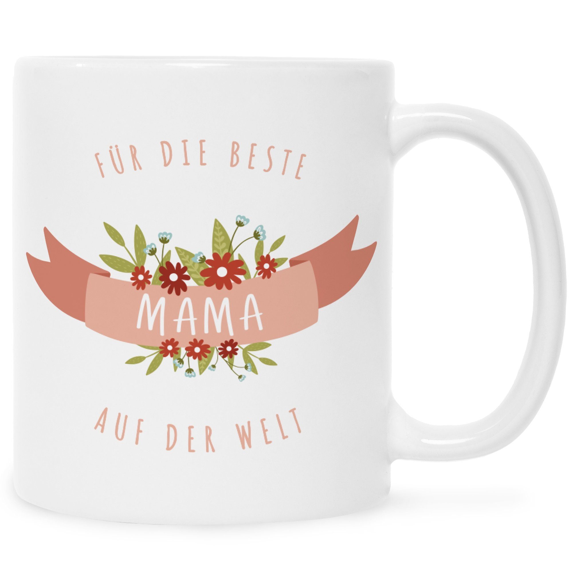 GRAVURZEILE Tasse mit Spruch Für die beste Mama, Keramik, Farbe: Weiß