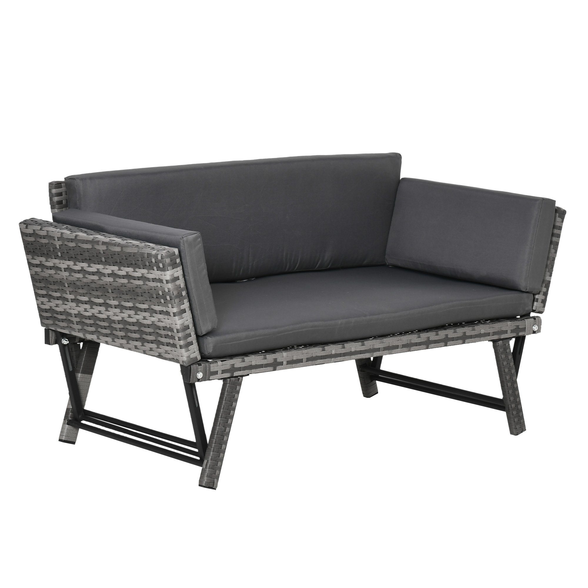 Outsunny Loungesofa 2 Sitzer Loungesofa, Gartenbank, Gartenliege