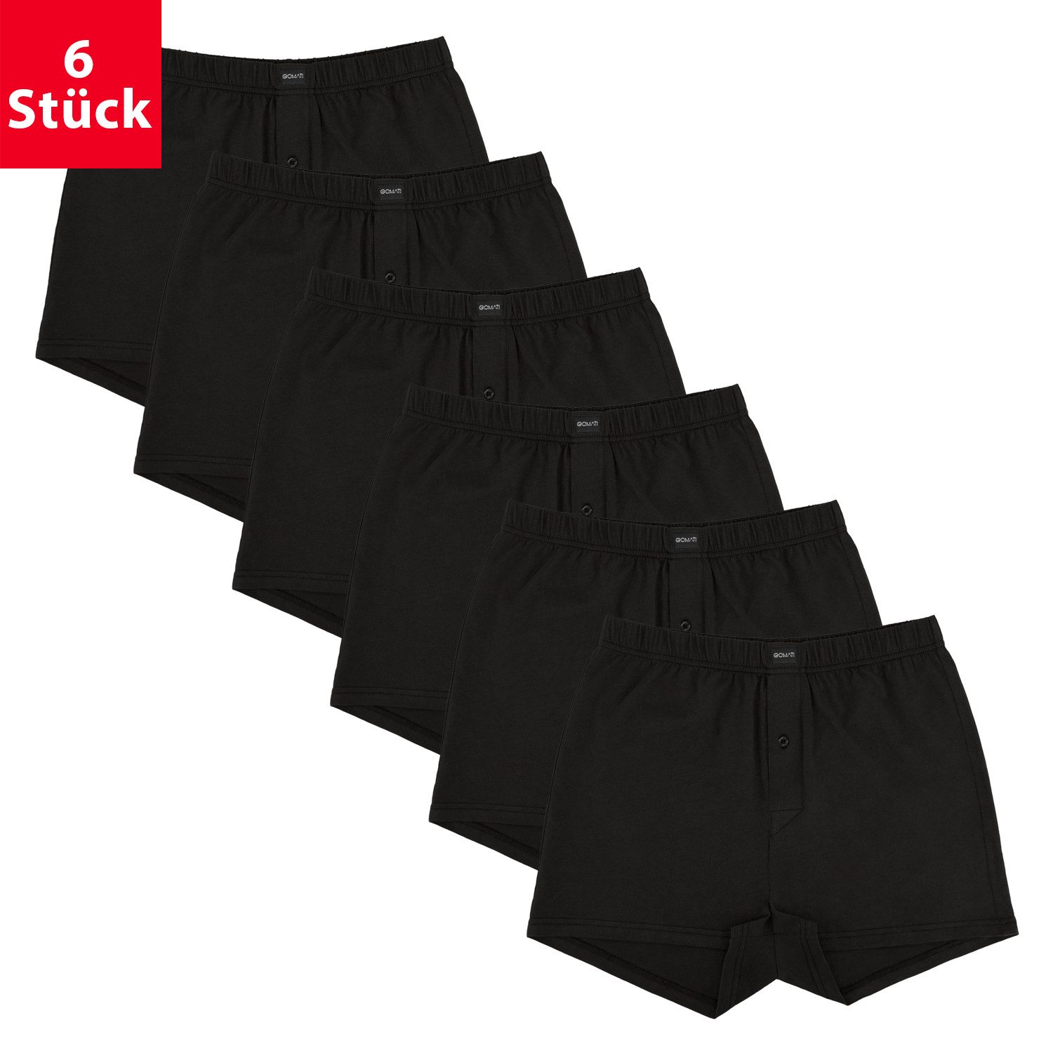 Gomati Boxershorts 6er Pack Herren Jersey Boxershorts Baumwolle
