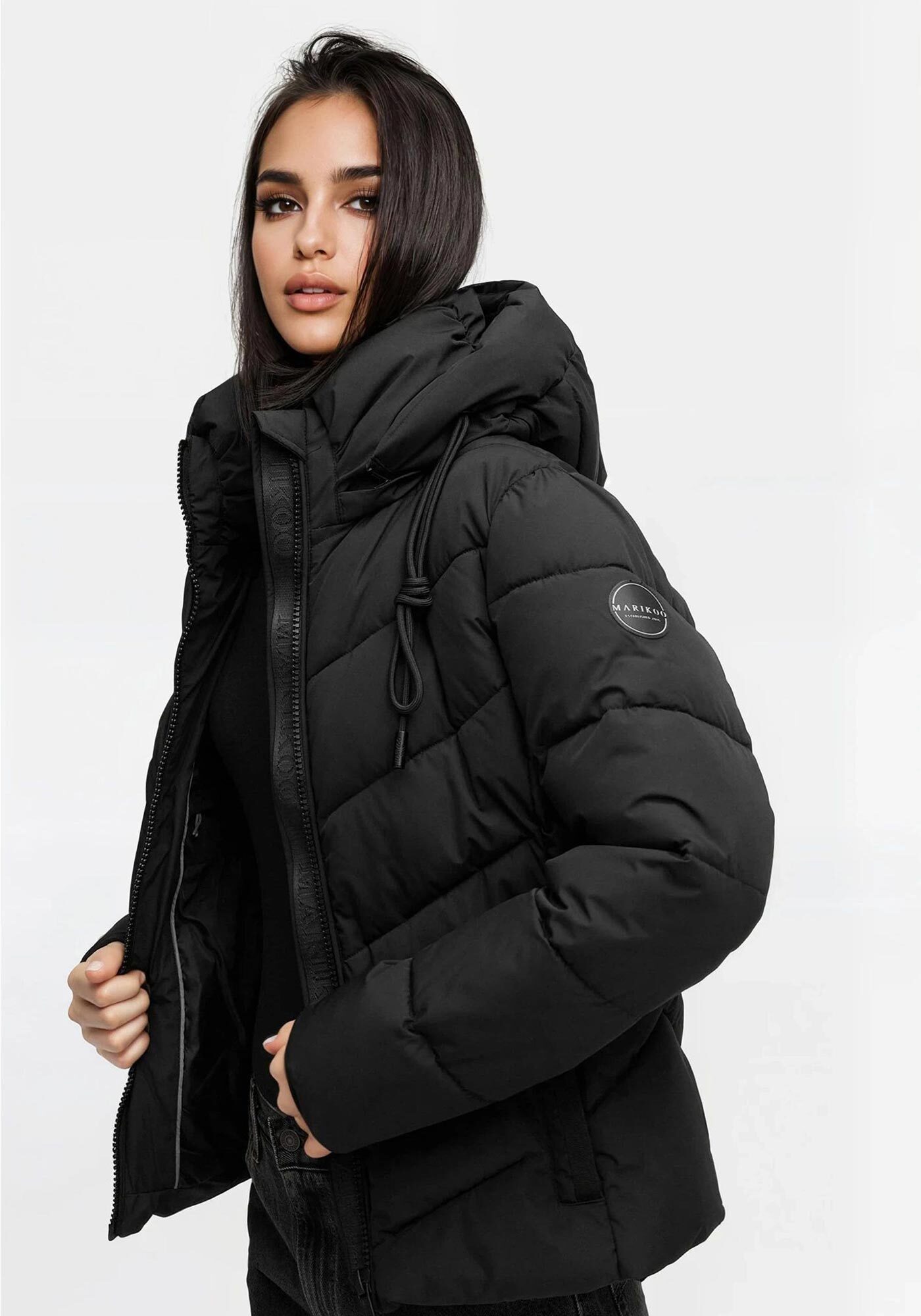Marikoo Winterjacke Sahnemausii mit abnehmbarer Kapuze und hohem Kragen
