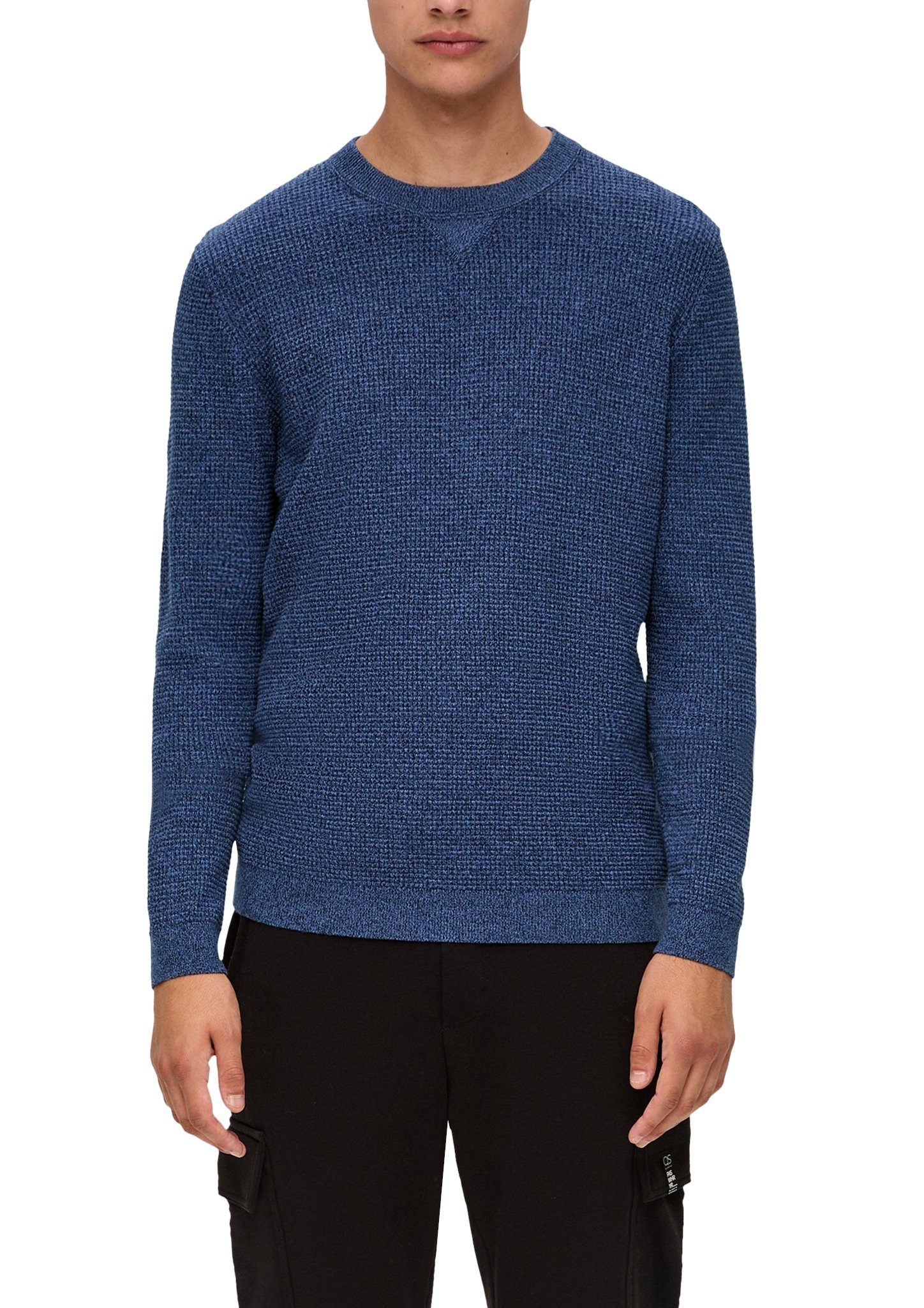 blue Strickpullover QS Strukturmuster mit