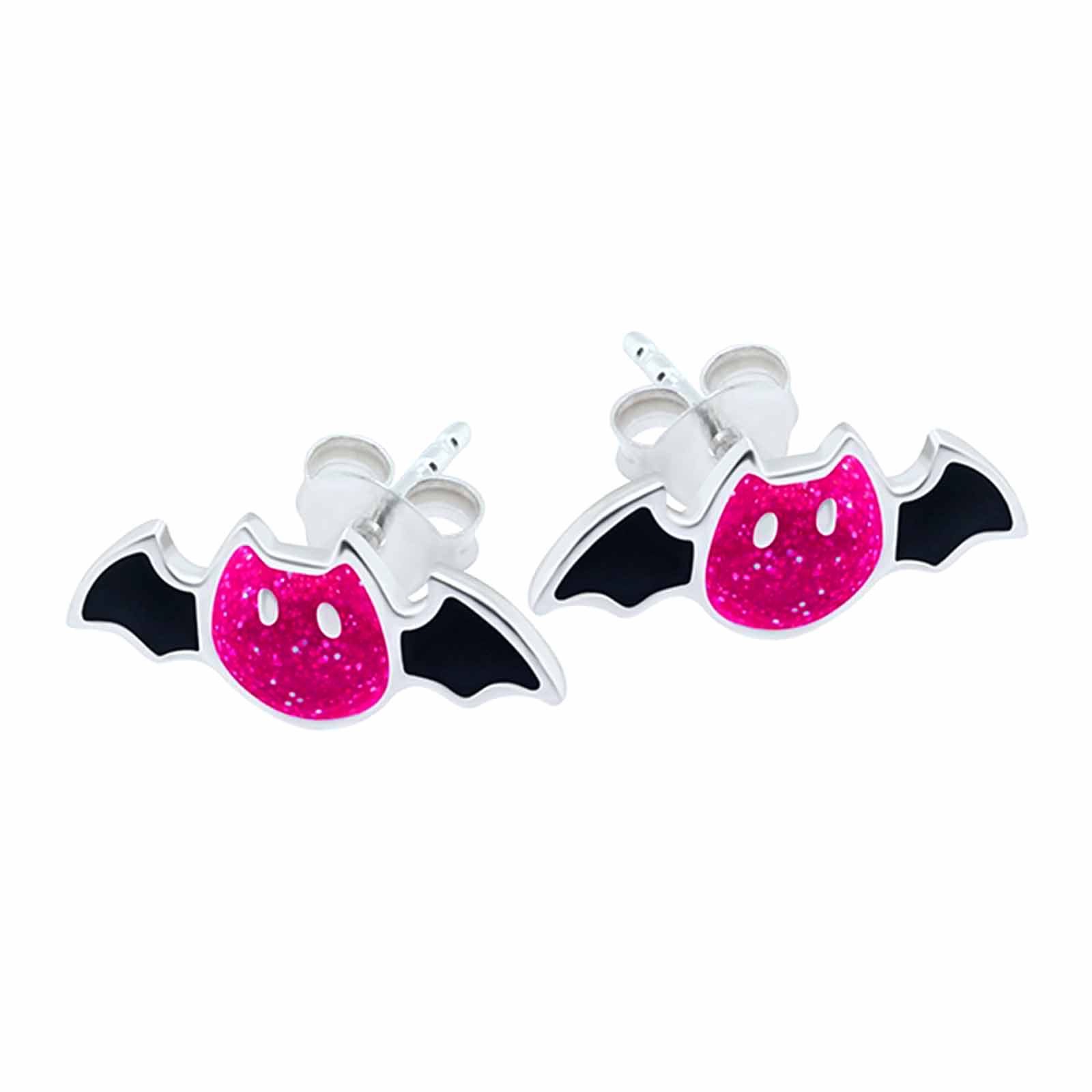 schmuck23 Paar Ohrstecker Kinder Ohrringe Fledermaus 925 Silber, Kinderschmuck Mädchen Geschenk echte Silberohrringe