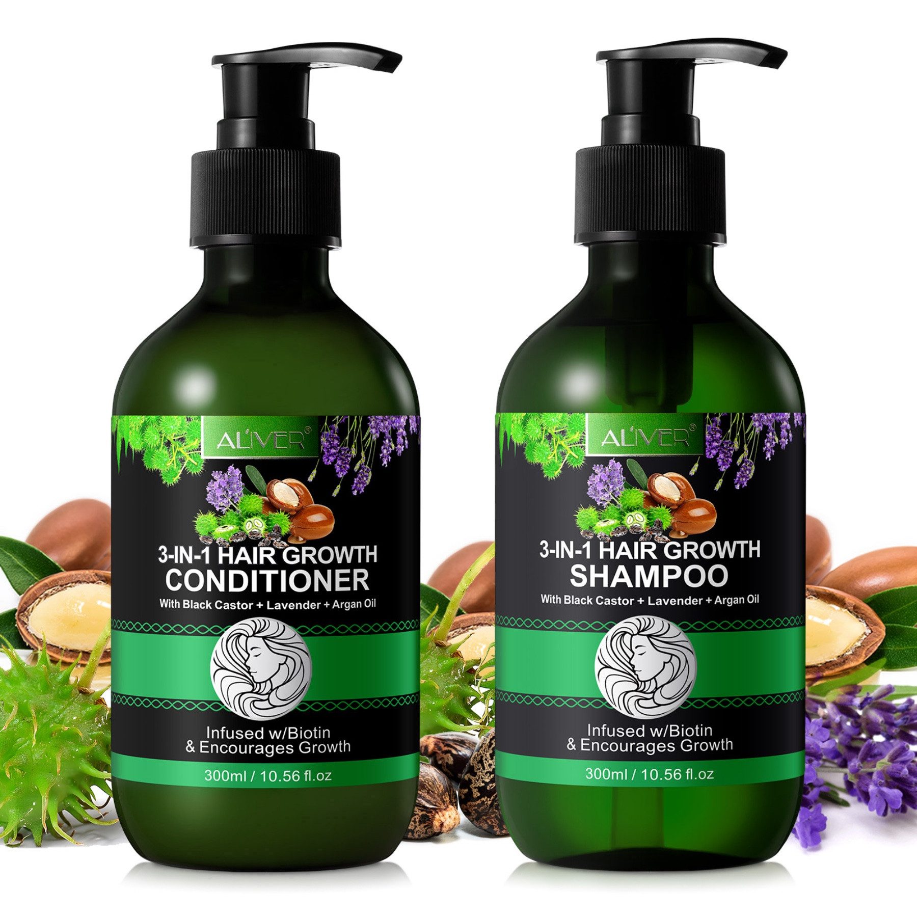 ALIVER Уход за волосами-Set Shampoo Conditioner Haaröl mit Biotin Rizinus Lavendel Argan Öl