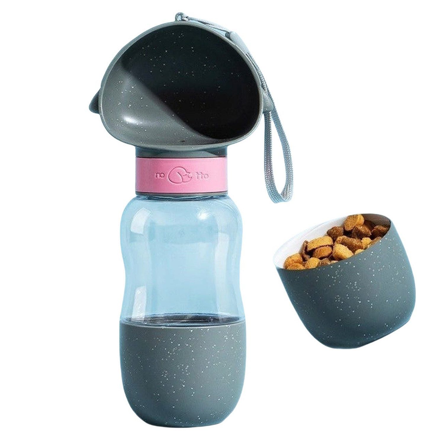 Reisenapf Outdoor Wasserspender(350ml) mit Futterbox(200ml) Grau