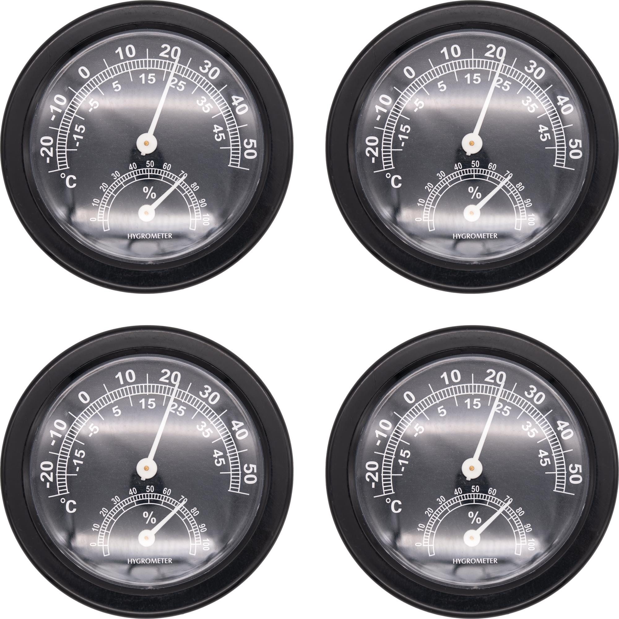 BENSON Raumthermometer 1-6 Thermometer Hygrometer Luftfeuchtigkeit, 4-tlg., Temperatur, Analog, Wetterstation, Rund