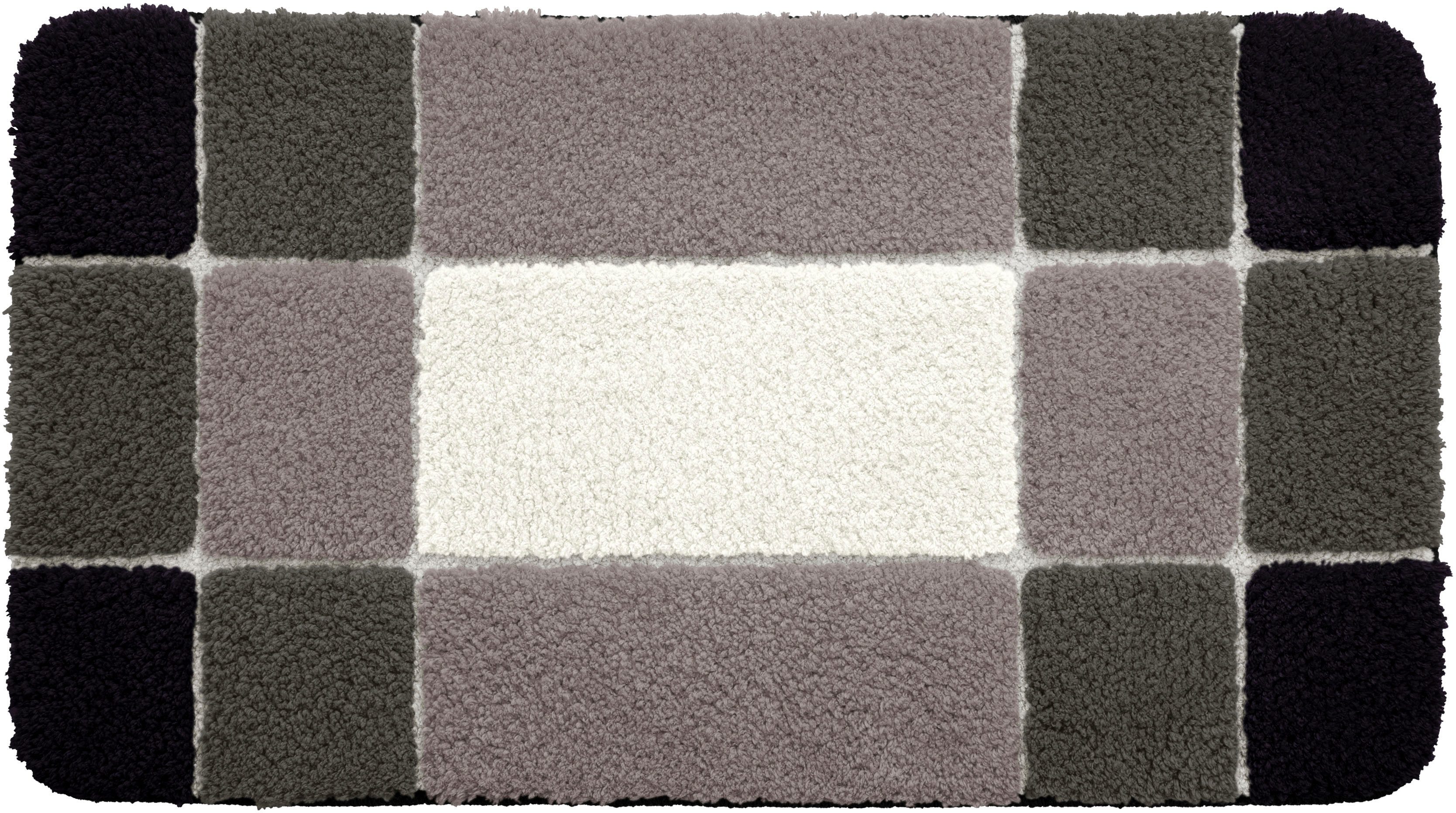 Badematte Pia my home, Höhe 20 mm, rutschhemmend beschichtet, fußbodenheizungsgeeignet, schnell trocknend, strapazierfähig, Polyester, rechteckig, Badteppich, karierte Badematten, rechteckig, rund & als 3-tlg. Set
