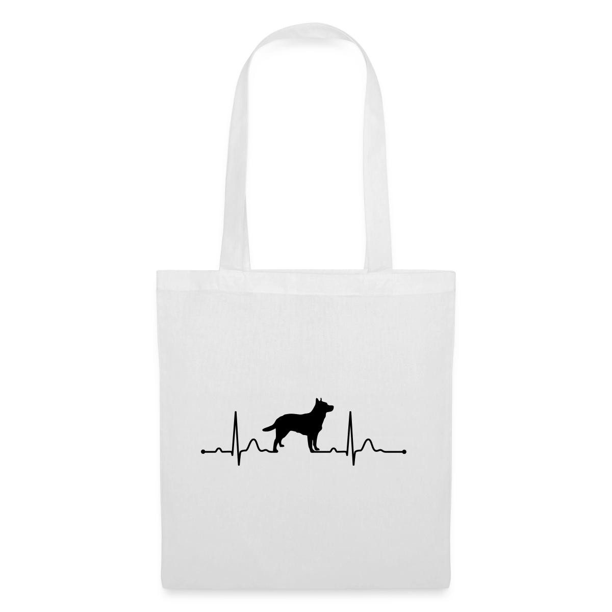 Spreadshirt Henkeltasche EKG Linie Mit Hund, Australian Cattle Dog Stoffbeutel (1-tlg)