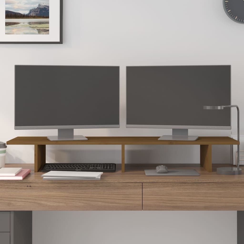 vidaXL Computertisch Monitorständer Honigbraun 100x27x15 cm günstig online kaufen