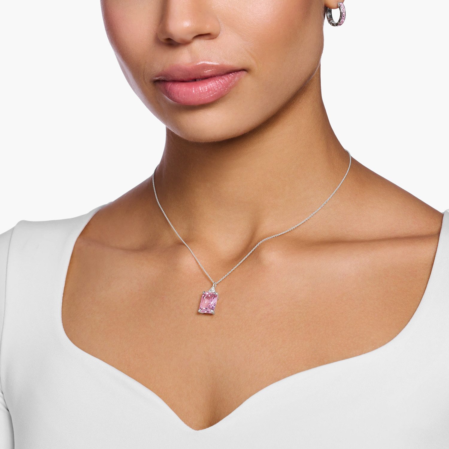 THOMAS SABO Collier Silber Pinkfarbener ...