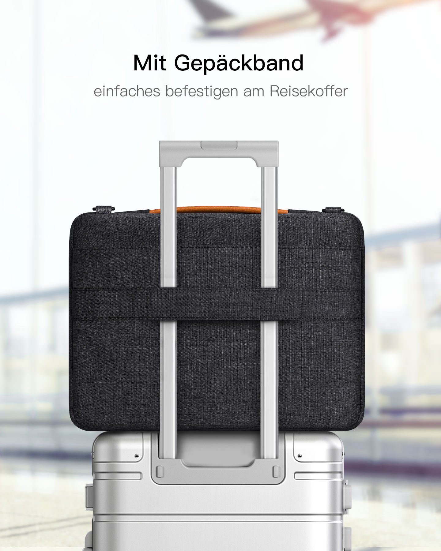 Inateck Laptop-Hülle Laptoptasche 14 Zoll 360° Schutz, 15,3'' MacBook Air M5/M4, mit abnehmbare und verstellbare Schultergurt – Bild 5 von 5