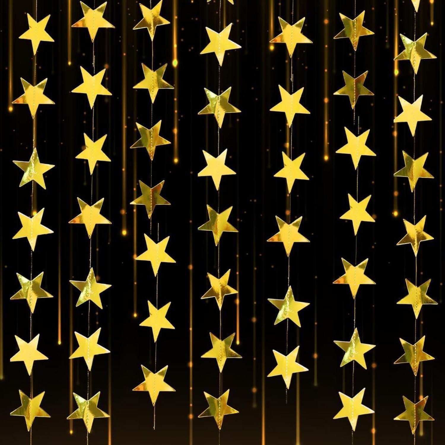 LuxusKollektion Girlande Sternengirlande Gold Glitzer 6stk 4m