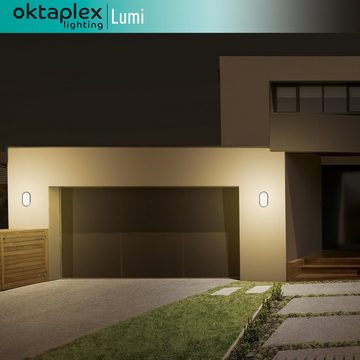 Oktaplex lighting LED Deckenleuchte Lumi Kellerleuchte IP44, Diffusor, LED fest verbaut, Warmweiß, Deckenleuchte 10W 800 Lumen Wandlampe anthrazit