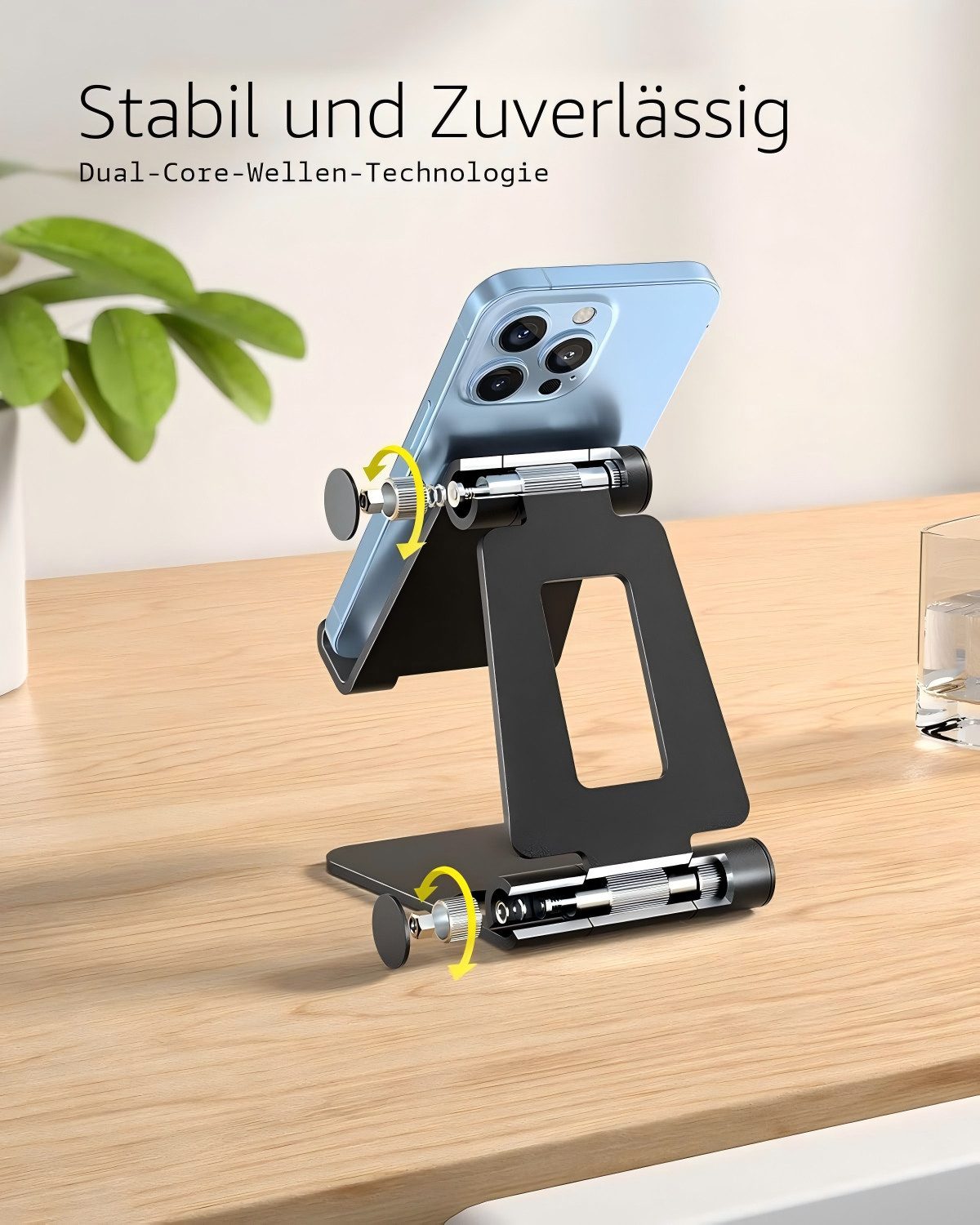 Refined Living Smartphone-Halterung 2 Stück Handy Ständer Faltbar & Verstellbar, Handy Halterung Tisch, (bis 8 Zoll, Handyhalter universal, Smartphone Halter, H – Bild 5 von 5