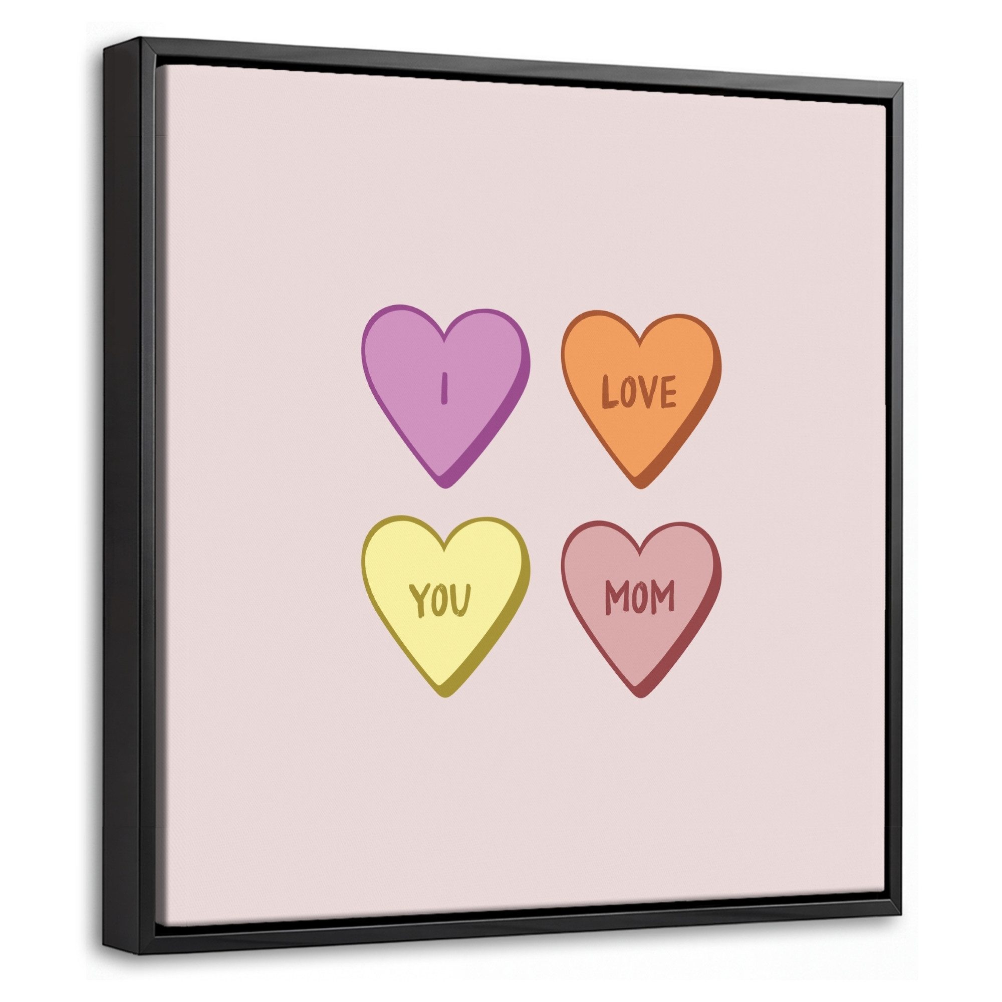 OneMillionCanvasses® Leinwandbild mit Rahmen - Herzen - Pastell - Liebe - Mutter, Fotodruck (1 St), Leinwand Bilder Klein, Wand Dekoration Aesthetic 20x20cm