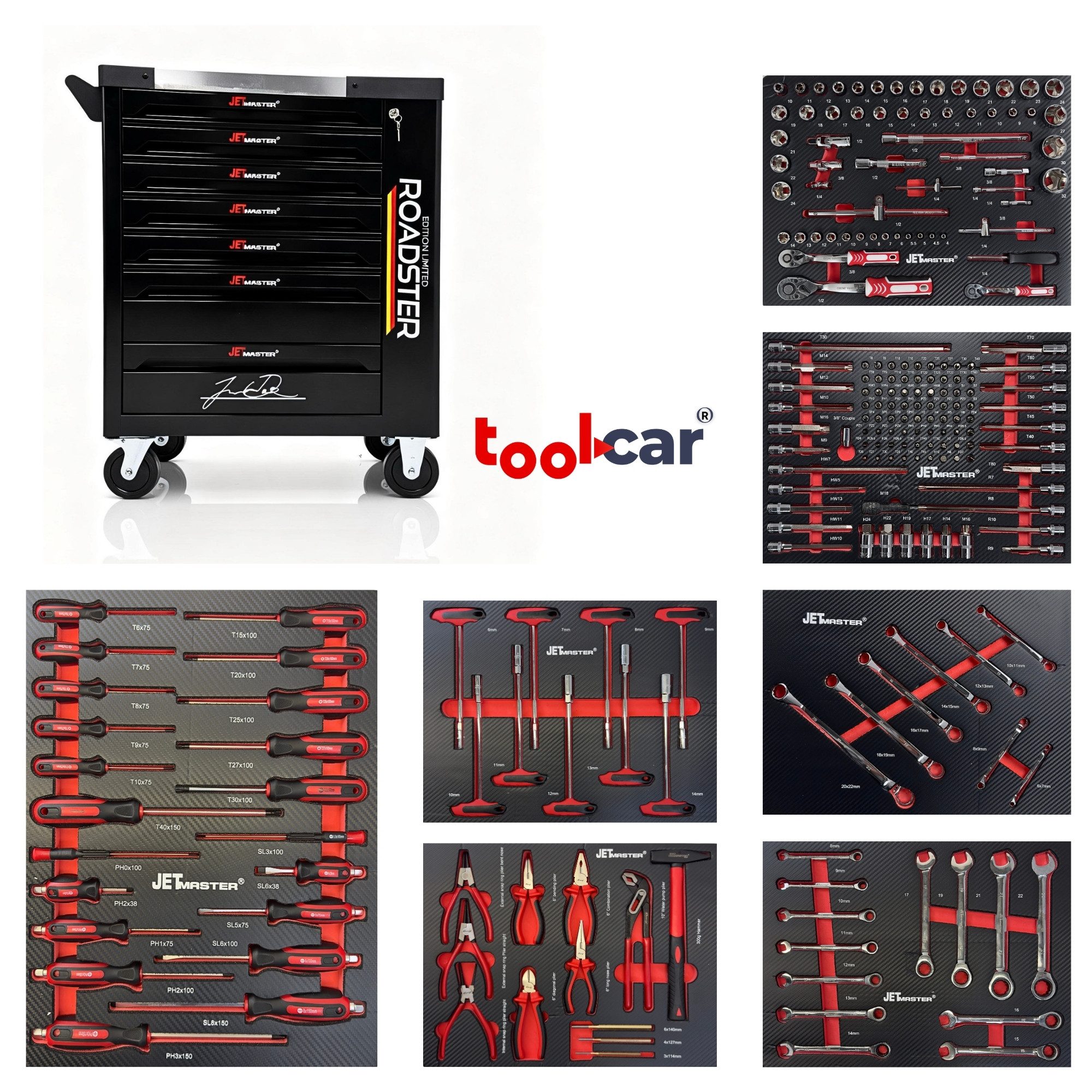 Toolcar Werkstattwagen Roadster ToolCar Werkstattwagen Werkzeugwagen, 7 volle Schubladen, XXL