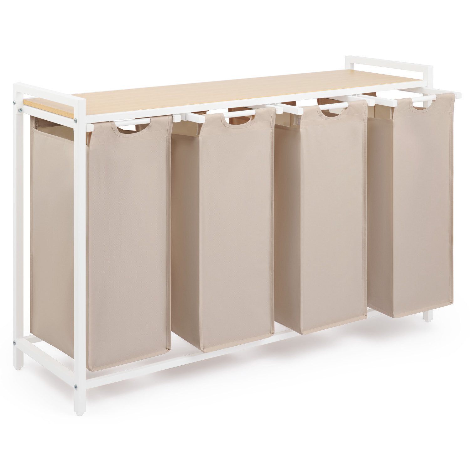 Blumtal Ausziehwäschekorb 2-4 Fächer Wäschesammler mit Ablage und Metallrah günstig online kaufen