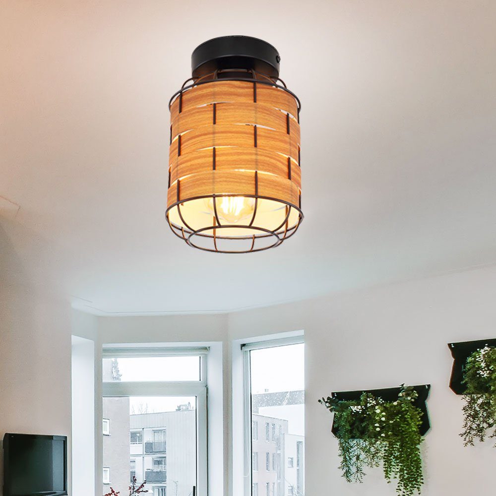 etc-shop Deckenstrahler, Leuchtmittel nicht inklusive, Holzlampe Gitter-Design Esstischleuchte Deckenleuchte Wohnzimmerlampe