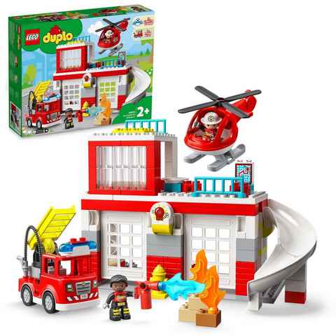 LEGO® Konstruktionsspielsteine Feuerwehrwache mit Hubschrauber (10970), LEGO® DUPLO, (117 St), mit Sirenen und Licht; Made in Europe
